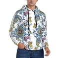 thumbnail image 2 of Pofeuu Flowers and Butterflies Print Mens Casual Hooded Collar Drawstring Hoodies Pullover Sweatshirts Casual Long Sleeve Shirts-Medium, 2 of 7