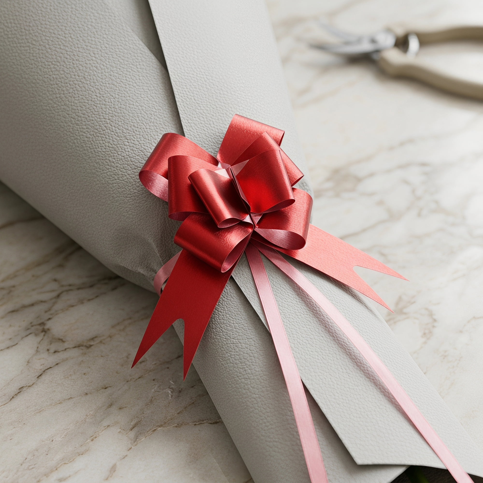 Unique Bargains Crush-resistant Metallic-finish Ribbon Bow for Elegant Gift Wrapping Red