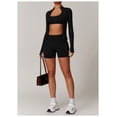 thumbnail image 4 of Top-kevin 2 Piece Seamless Ribbed Workout Sets With Zip Up Jacket High Waisted Gym Yoga Leggings, 4 of 6