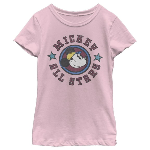 Girl's Mickey & Friends Mickey Mouse All Stars  Graphic Tee Light Pink Medium