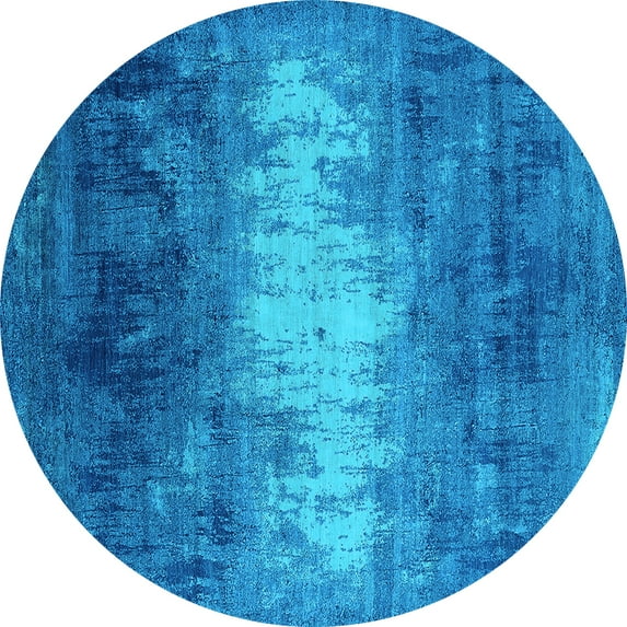 Ahgly Company Indoor Round Oriental Light Blue Industrial Area Rugs, 6' Round