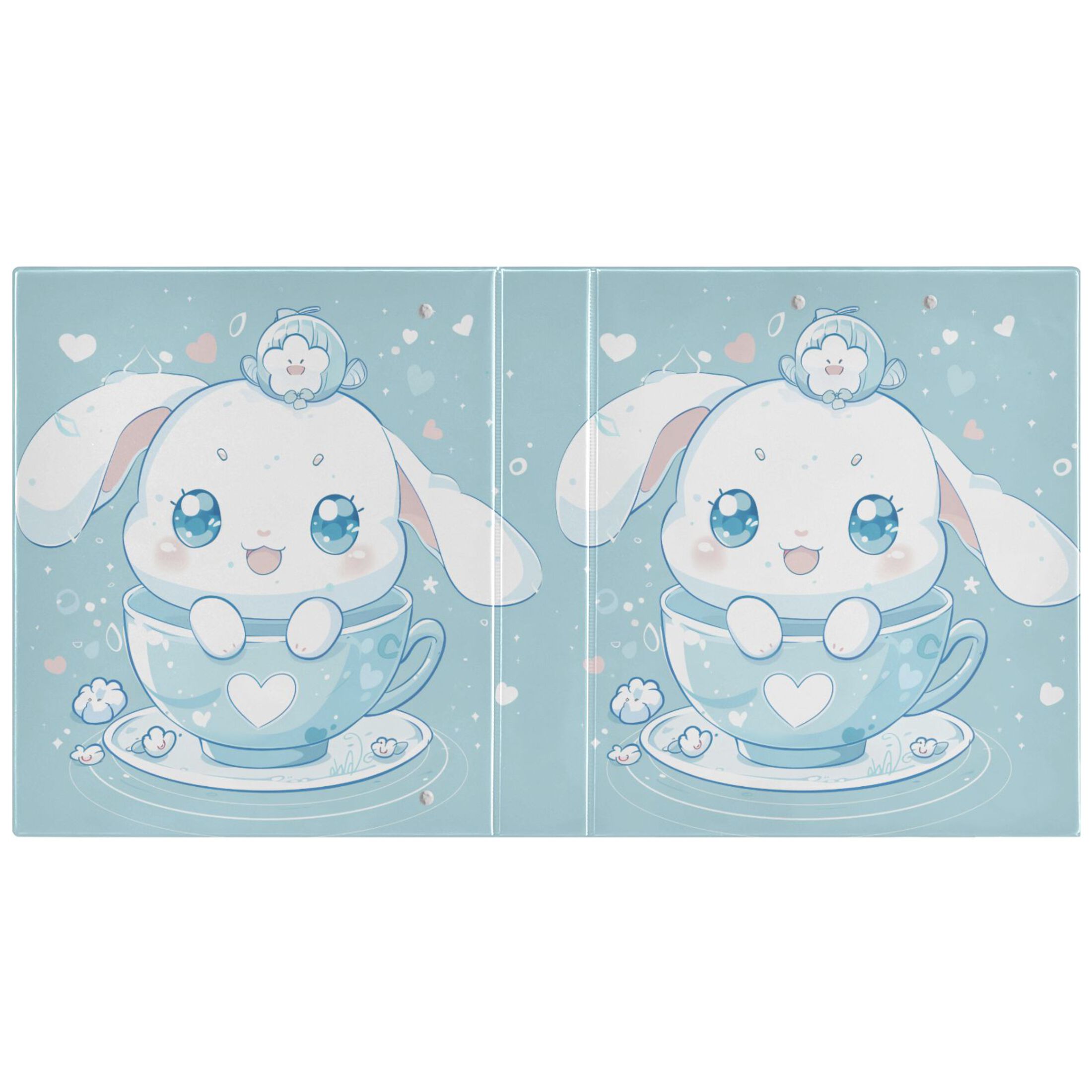 Cute Cinnamoroll Sanrio in Cup Hardcover 3 Ring Binder 1.5” Round Rings Binder Organizer Letter Size Paper Pockets School Office Supplies