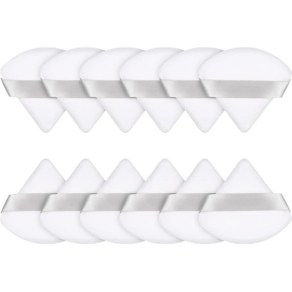 12 Pieces Triangle Powder Puff Face Cosmetic Makeup Puff for Loose Powder Soft Body Washable Reusable Foundation Sponge Mineral Powder Wet Dry
