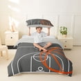 thumbnail image 2 of Castle Fairy Minimalist Basketball Court Print Twin Duvet Cover, Sport Theme Twin Bedding, Gray Orange White,Grey Reversible,2pcs,1 Duvet Cover and 1 Pillowcase, 2 of 6