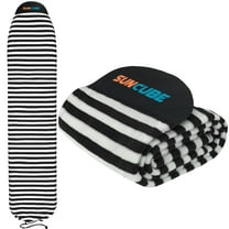 SUN CUBE Surfboard Sock Cover, Protective Surf Bag for Surfing Board, Light Stretchy Surfbag Sleeve for Longboard, Hybrid (8'6'', Black White)