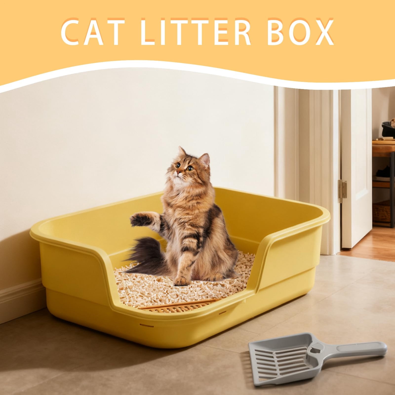 Extra Large Semi Enclosed Cat Litter Box High Sides Low Entry Open Top Kitty Toilet Splash Control for Senior Cats Kittens Multi Cat Home Apartment Senior Cats Multi Cat Clean Home Litter Control