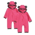 thumbnail image 2 of AUNVITO Cozy Bear Hood Unisex Baby Romper 0-24M Soft Fleece Long Sleeve Bodysuit 2PC Set with Snap Closure, 2 of 9