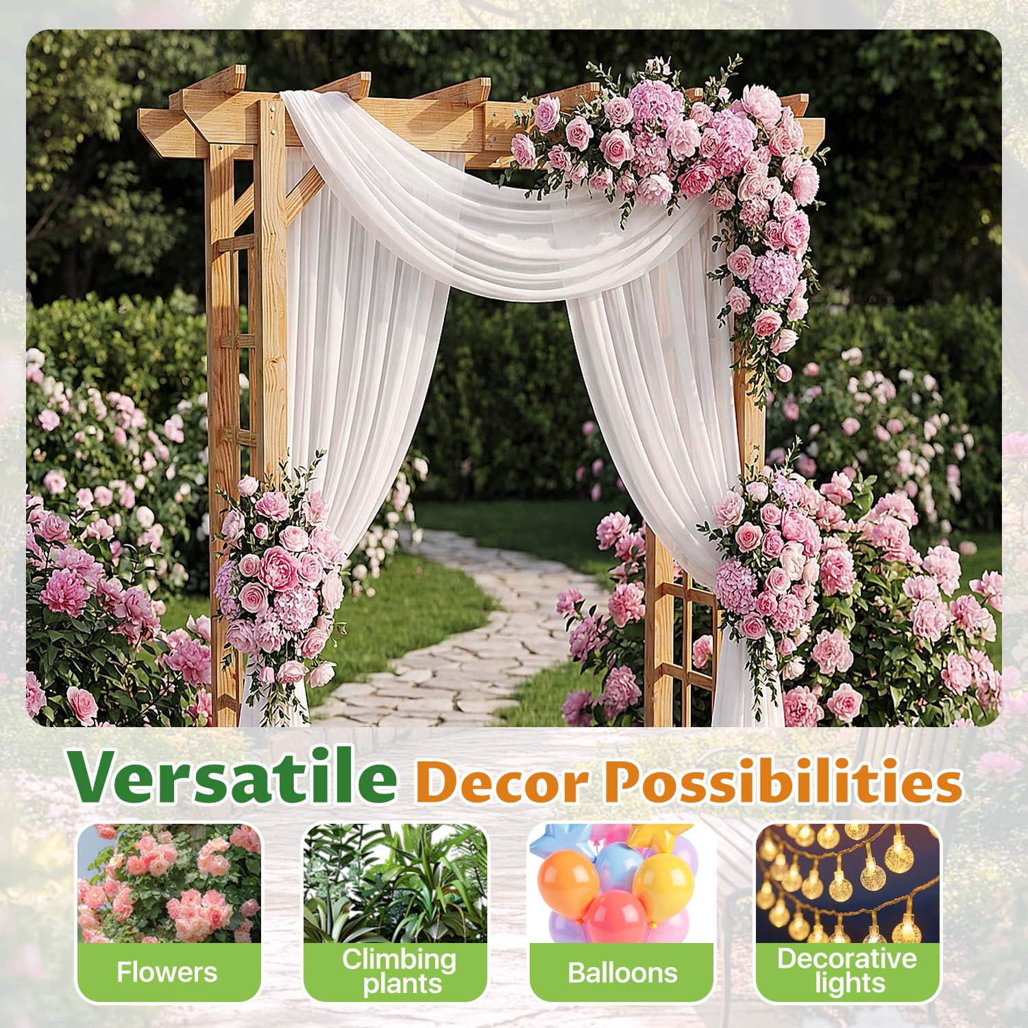 BaPiPro 85" Wooden Garden Arbor Trellis, Outdoor Wedding Arch for Ceremony, Pergola Arch with Climbing Plant Support for Garden Backyard, Lawn