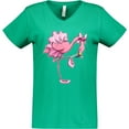 thumbnail image 3 of Inktastic Flamingo Ballerina in Tutu and Ballet Toe Shoes Women's V-Neck T-Shirt, 3 of 5