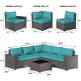 thumbnail image 3 of Kullavik 6 Pieces Patio Furniture Sets All Weather Outdoor Sectional Sofa Manual Weaving Wicker Rattan Patio Conversation Set with Cushion and Glass Table (Blue), 3 of 8