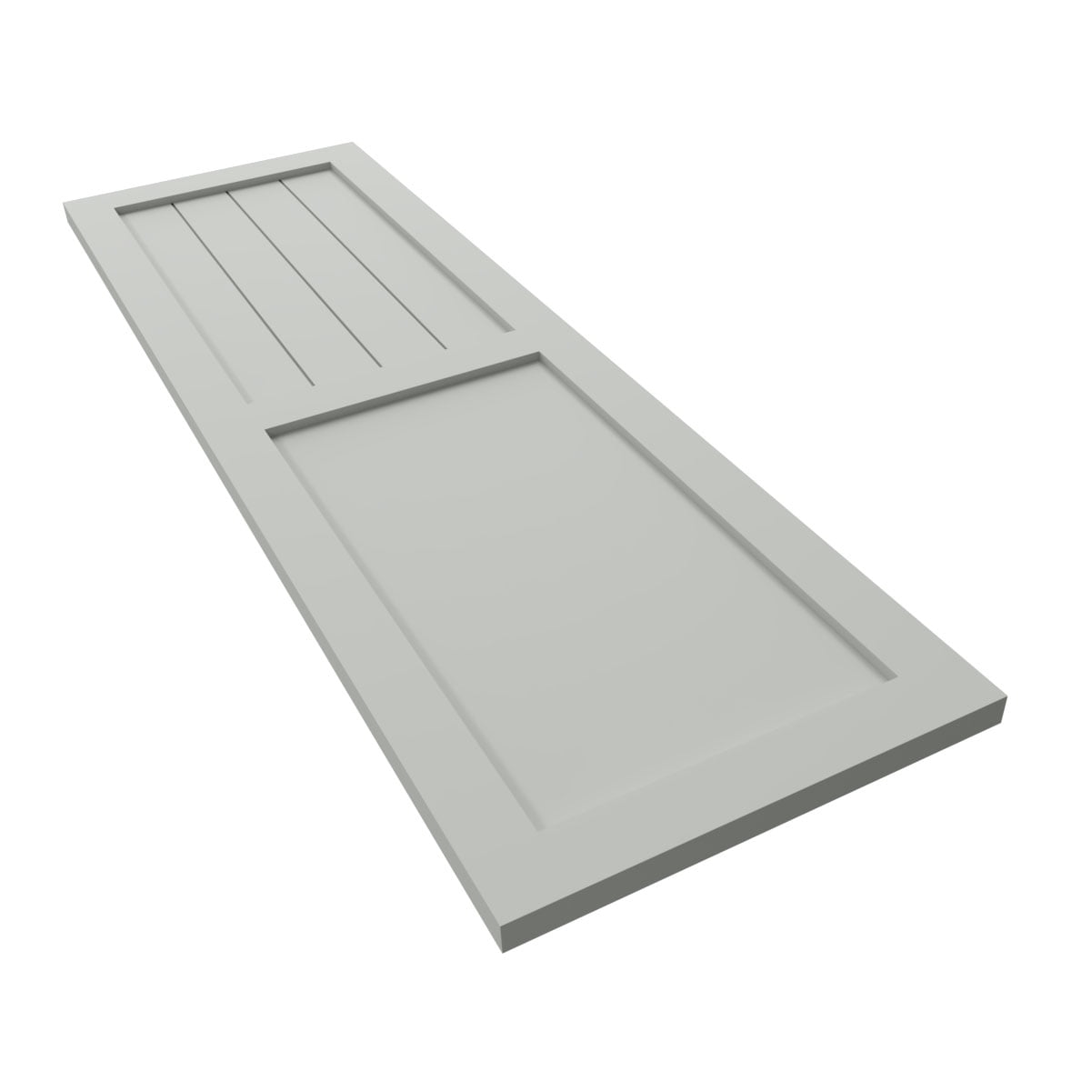 Ekena Millwork 12"W x 72"H True Fit PVC Farmhouse/Flat Panel Combination Fixed Mount Shutters, Hailstorm Gray (Per Pair - Hardware Not Included)