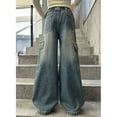 thumbnail image 7 of Kids Girls' Fashion Jeans Elastic High Waist Wide Leg Denim Pants Teen Girl Clothes Cute Clothes, 7 of 7