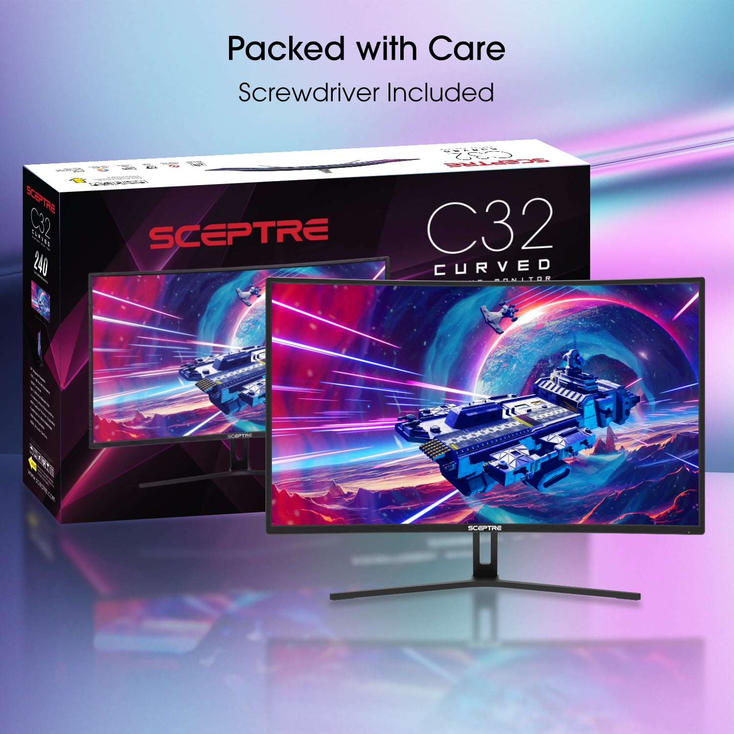 Sceptre 32-inch Gaming Monitor Up to 240Hz 1ms 99% sRGB AMD FreeSync  Premium Build-in Speakers, Displayport HDMI Machine Black (C325B-FWD240) 