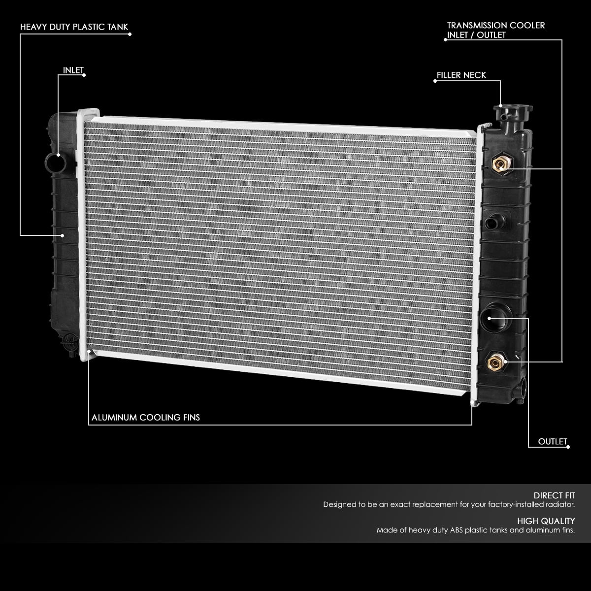 DNA Motoring OEM-RA-681 Aluminum Radiator For 1988-1994 Chevy S10 Blazer Pickup GMC S15 Jimmy Sonoma 4.3L AT