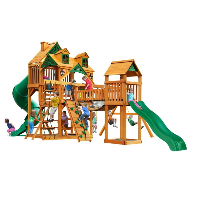 Gorilla Playsets Treasure Trove I Wooden Swing Set with Malibu Wood