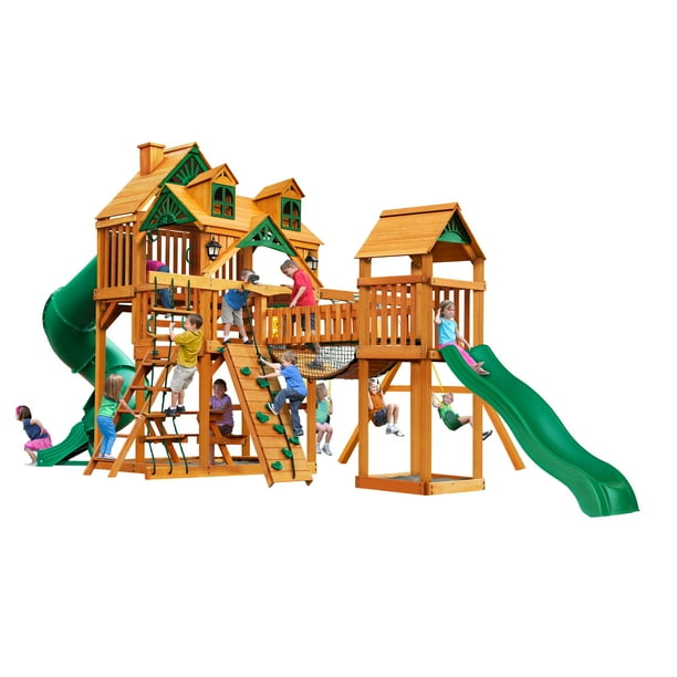 Gorilla Playsets Treasure Trove I Wooden Swing Set with Malibu Wood