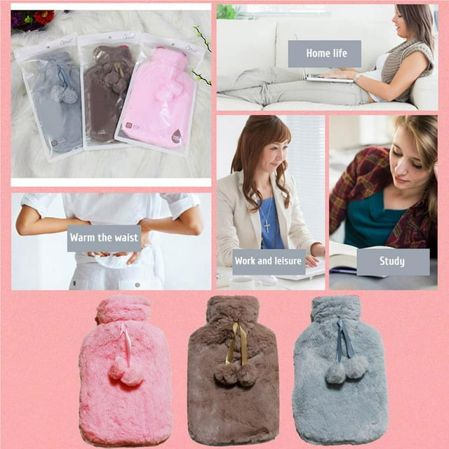Becaristey 700ml Rubber Hot Water Bottle Solid Color Water-filling Bag Hand Warming Bags Liquid Container Hand Heated Pouch Dark khaki