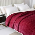 thumbnail image 2 of Exclusivo Mezcla Queen Size Sherpa Fleece Bed Blanket, Ultra Soft and Warm Reversible Velvet Blankets for Bed Couch Sofa 90x90 inches, Deep Red, 2 of 8