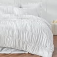 thumbnail image 3 of Bonlino Bedding Comforter Set King Bed - 3 Pieces Farmhouse Ruched Comforter King Size Bed Set Boho Shabby Chic Bedding for Bedroom, Fluffy Ruffle Comforter with 2 Pillow Shams (White, King), 3 of 7