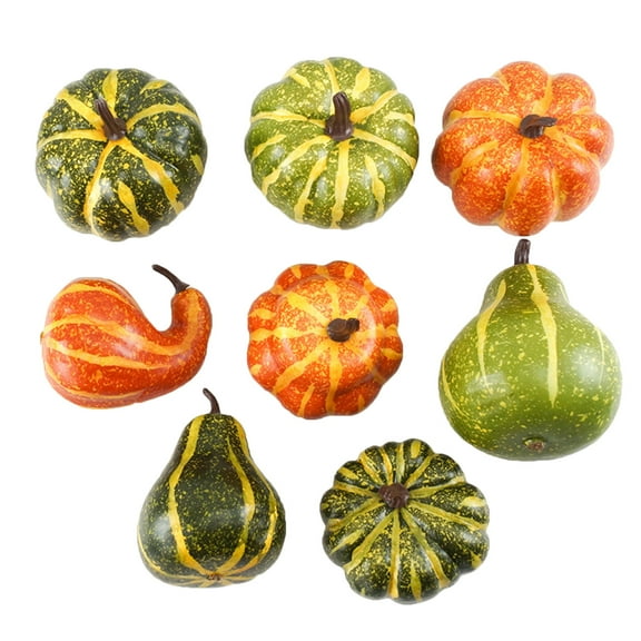 MERILER 8 Pack Artificial Lifelike Mini Pumpkins - Realistic Foam Pumpkins for Home Garden, Fall Crop Decorations for Thanksgiving, Halloween, and Christmas Parties