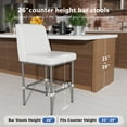 thumbnail image 6 of HomeZeer Counter Height Bar Stools Set of 4, 26" Industrial Kitchen Bar Stools with Back, 350lbs Modern Leather Barstools with Square Padded Seat and Painted Metal Frame for Kitchen Island, White, 6 of 9