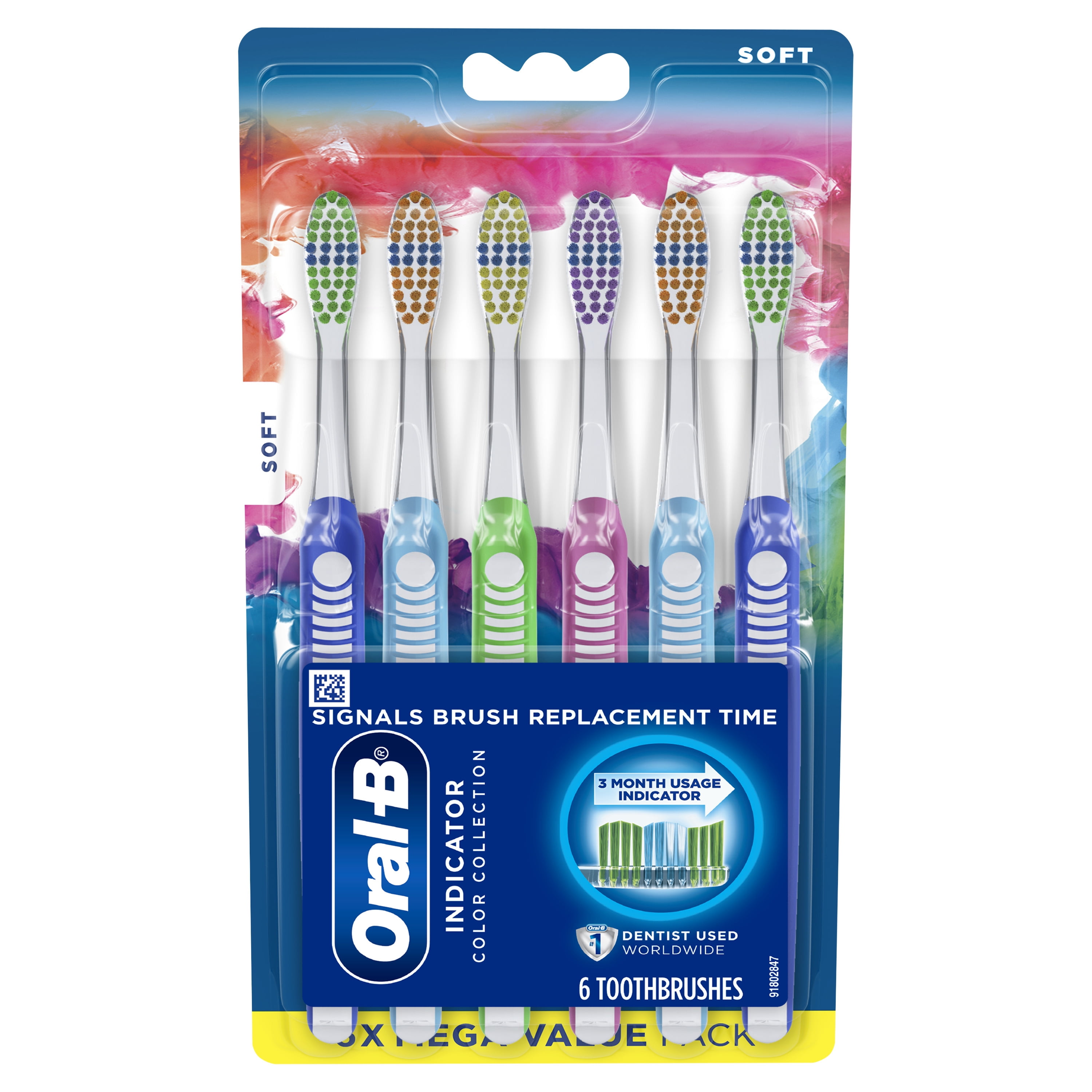 Oral-B Indicator Contour Clean Toothbrushes, Soft, 6 Count