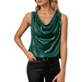 thumbnail image 2 of Sparkly Sequin Tank Tops for Women Elegant Dressy Casual Cowl Neck Loose Fit Shiny Sequins Sleeveless Shirt, 2 of 7