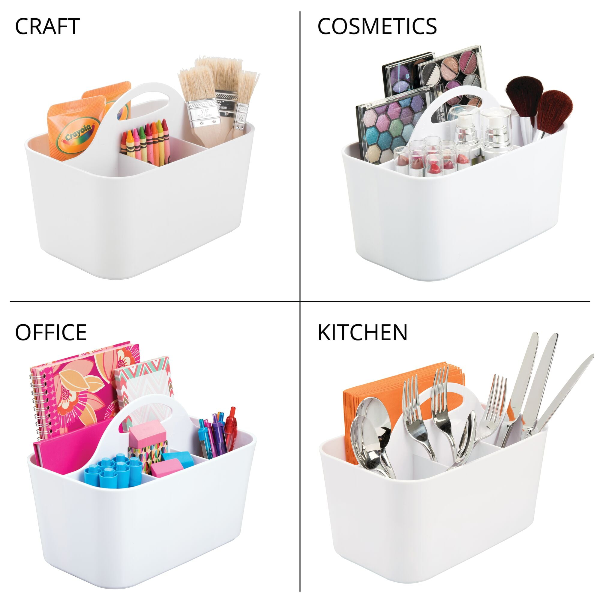  mDesign Plastic Cosmetic Storage Organizer Caddy Tote - Divided  Basket Bin with Handle for Makeup Palettes, Nail Polish, Brushes, Beauty  and Bath Essentials - Lumiere Collection - Clear : Beauty & Personal Care