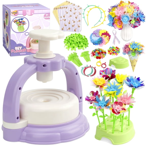 HiberyHom Flower Craft Kit, 273 Pcs DIY Bouquet Making Toys for Kids 2-6, Arts and Crafts for Girls 8-12, Educational Activity Preschool Birthday Gifts