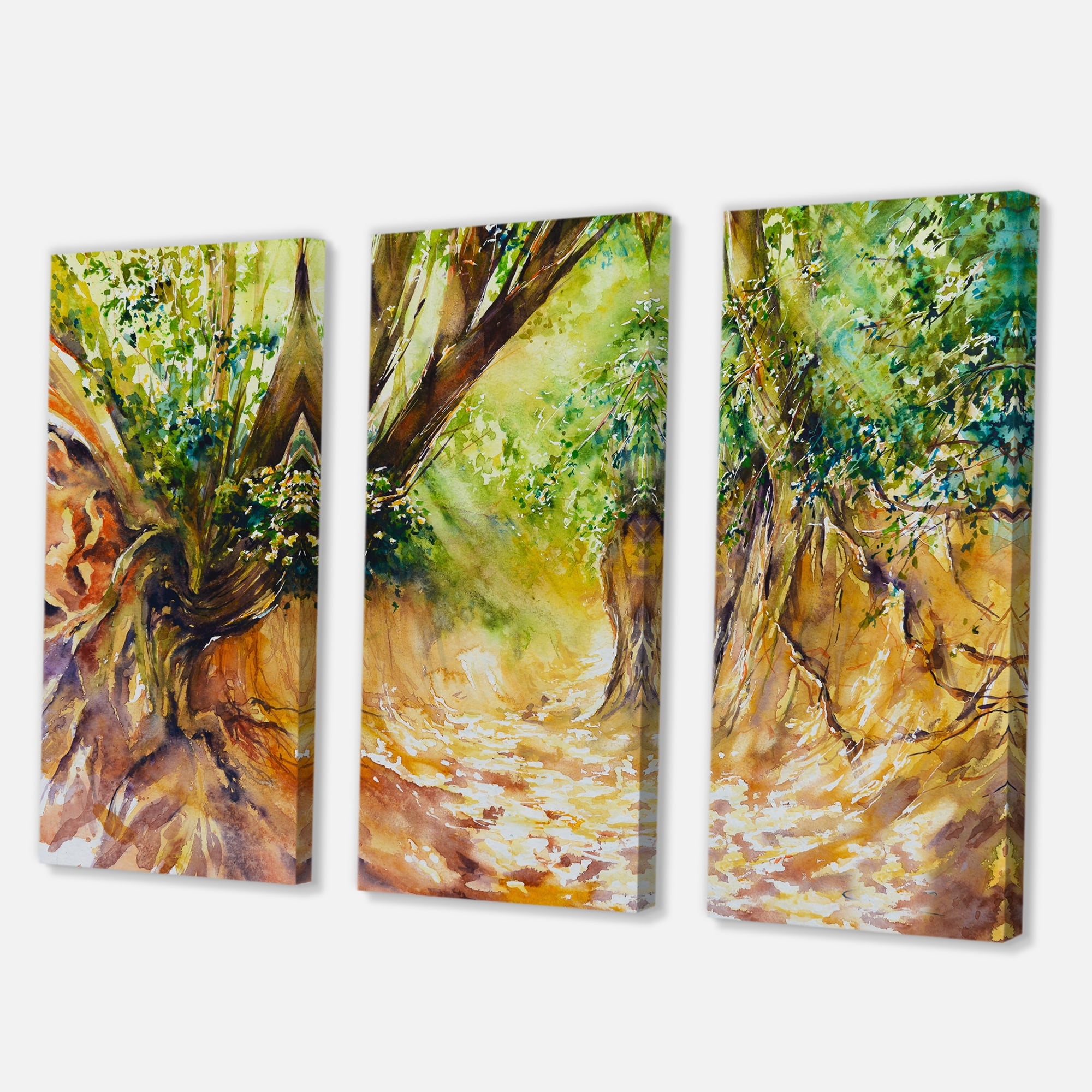 Designart ' Little Road in Deep Forest ' Traditional Canvas Wall Art Print