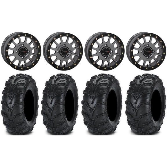 System 3 SB-5 Grey 14" Wheels 28" Mud Lite II Tires Polaris RZR XP 1000 / PRO XP / Ranger XP 900/1000