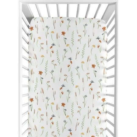 UPC: 0846480098690 | Watercolor Floral Garden Sage Green Fitted Crib Sheet Girl by Sweet Jojo Designs
