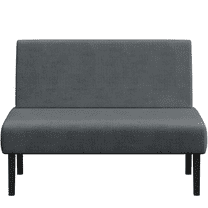 Renwick Corduroy Armless Loveseat with Rubberwood Legs, Dark Gray