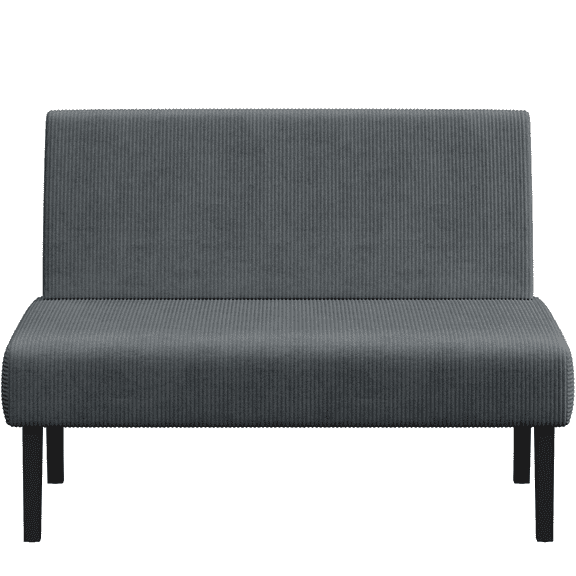 Renwick Corduroy Armless Loveseat with Rubberwood Legs, Dark Gray