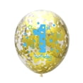 thumbnail image 3 of KAKOWELY 15 globos de látex de 12 pulgadas, globos inflables impresos para baby shower, fiesta de cumpleaños de 1 año (azul y dorado, con un rollo de cinta de color aleatorio)., 3 of 4