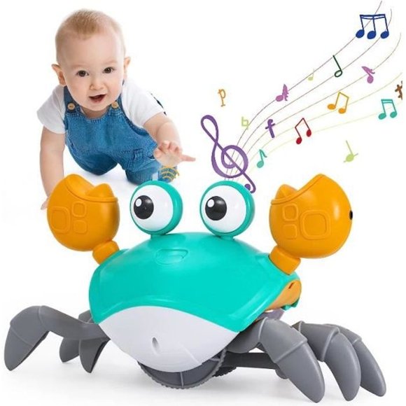 Baby Toddler 1 Year Old, LED Musical Sensor Interactive Crawling Crab Toy for Baby 6 9 12 24 Months, Gift for Baby Toddler Boy Girl