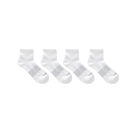 Hanes Absolute Comfort Men's Ankle Socks Pack, 4-Pair , Cushioned Moisture-Wicking Seamless Toe White 6-12