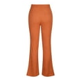 thumbnail image 4 of RQYYD Women Corduroy Flared Pants Solid Color Casual Stretch High Waist Bootcut Bell Bottom Trousers Streetwear with Pockets Orange 3XL, 4 of 7