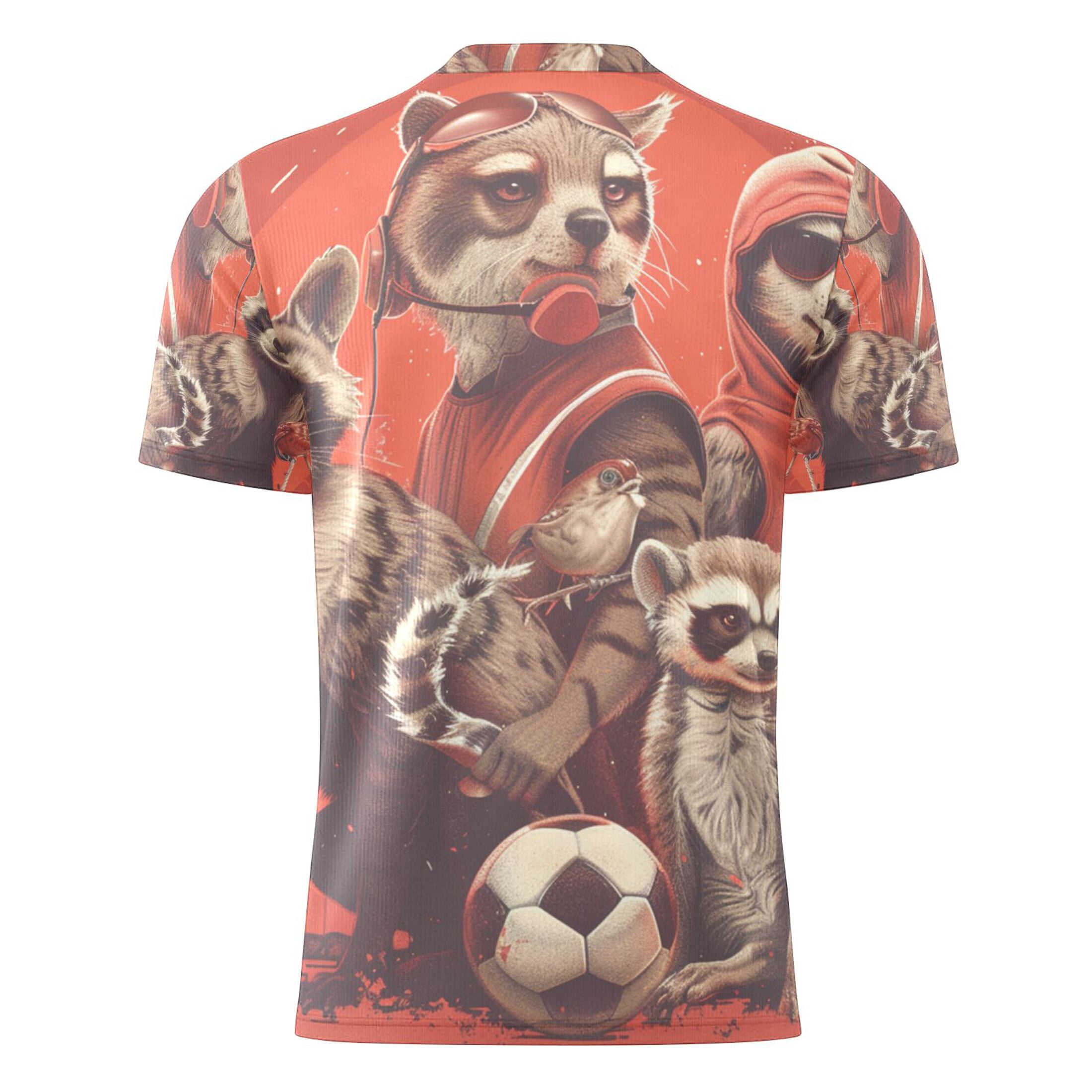 Raccoon Football Team Cartoon Men's Sports Jerseys Athletic T-Shirt Football Referee Short Sleeves Shirt M