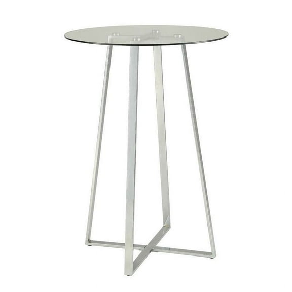 Coaster Glass Top Pub Table in Chrome