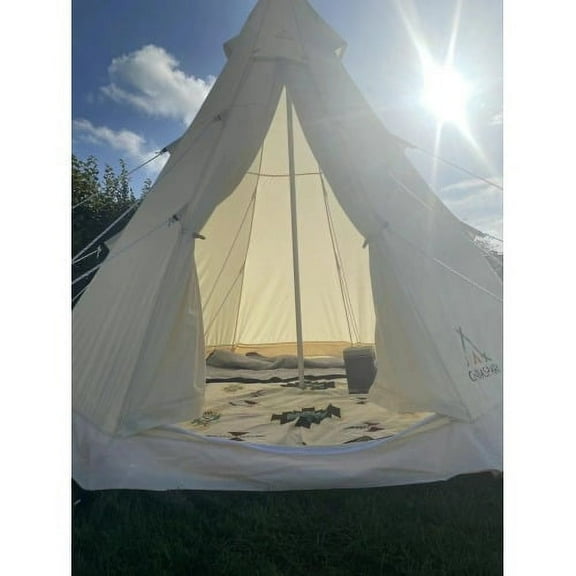 SAM&HAIBEI Bell Tent 4 Season 9.85ft Glamping Tent, Hot Tent,Ideal for Family Camping, Hiking,Canvas Tent with Aluminum Pole. Support Camouflage Fabric Customization