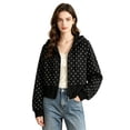 thumbnail image 3 of CONZONE Womens Polka Dot Hoodies Long Sleeve Zip Up Hooded Sweatshirts for Women Trendy Fall Winter Pullover Tops, 3 of 9