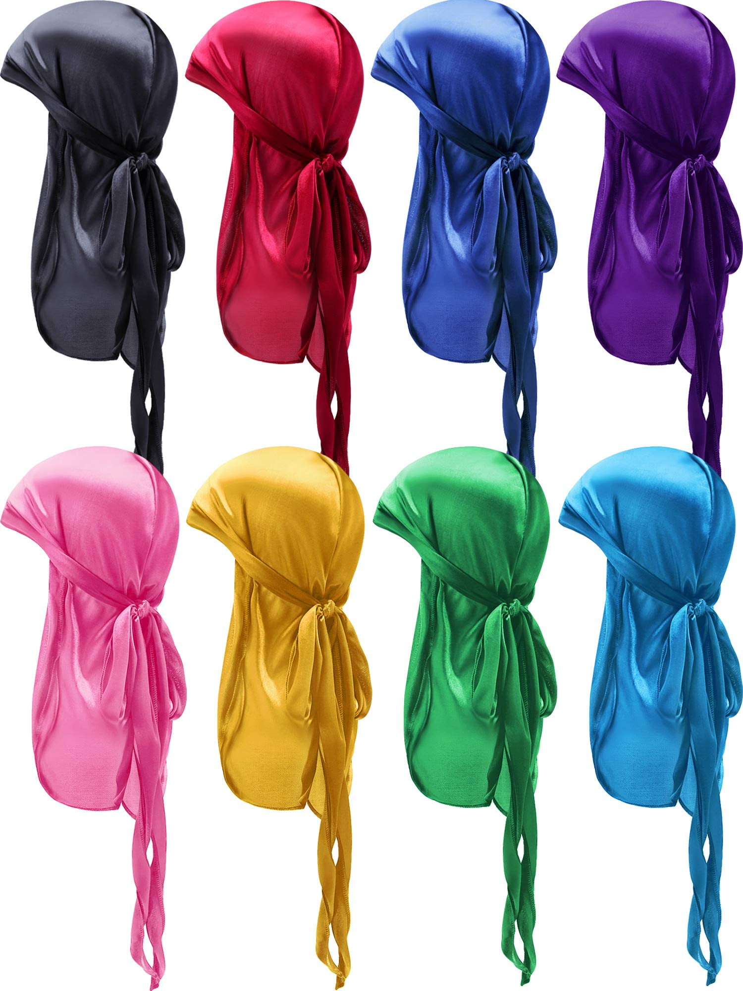 8 Pieces Silky Satin Baby Durags Kids Satin Durag Caps Headwraps with