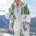 thumbnail image 2 of Reduce Womens Oversized Fuzzy Fleece Open Front Hooded Pockets Cardigan Jackets Loose Fit Sherpa Coat Color Block Print Winter Warm Plush Zip Outerwear (Blue#01 XXL), 2 of 6