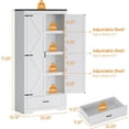 thumbnail image 3 of Kitchen Pantry Storage Cabinet, Farmhouse Tall Kitchen Storage Cabinet with 2 Barn Doors & Drawer, Line Cabinets, Wood Versatile Cabinets for Dining Room, Bathroom, Utility Room, White, 3 of 9
