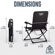 Timber Ridge SELA™ EZ-Fold Camping Chair, Portable Folding Outdoor Chair with Cup Holder & Carry Strap, Obsidian Peak