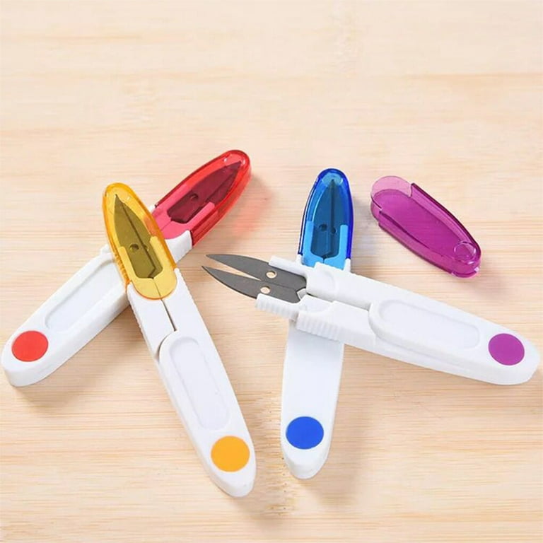 Jygee 8 Pack U-shaped Spring Cross-stitch Scissors ABS Handle Multipurpose  Useful Practical Portable with Protective Cover Thread Snip 