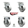 thumbnail image 2 of 4 Inch Semi Steel Cast Iron Swivel Top Plate Caster Set with 2 Brake 2 Rigid SCC, 2 of 2