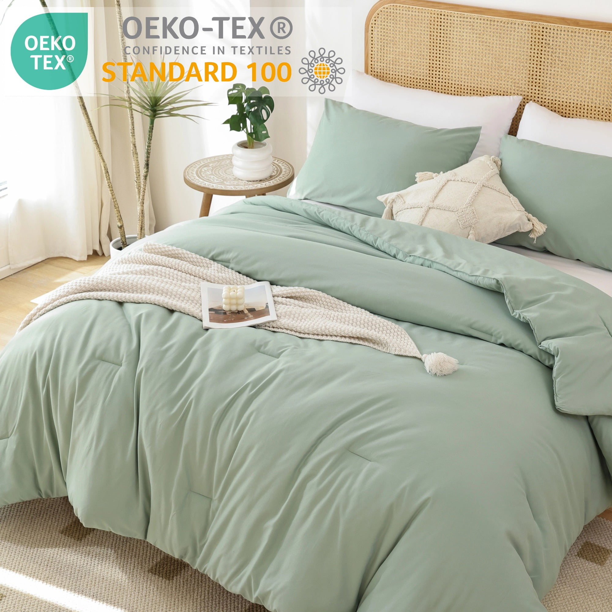 SPRINDAY Queen Comforter Set For Adult, 3 Piece Sage Green Comforter Sets & Bedding For All Season