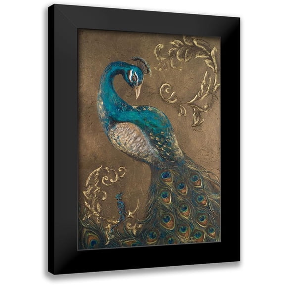 Hakimipour, Tiffany 11x14 Black Modern Framed Museum Art Print Titled - Pershing Peacock I